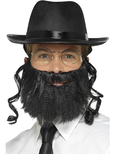 Rabbi Kit, Black, with Hat, Attached Hair, Beard & Glasses von Smiffys