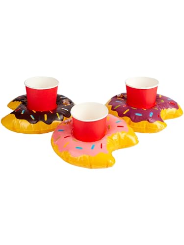 Inflatable Donut Drink Holder Ring, Assorted Colours, 3pcs, 20cm/8in von Smiffys