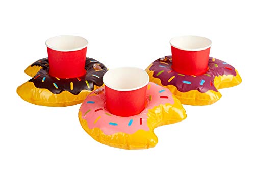 Inflatable Donut Drink Holder Ring, Assorted Colours, 3pcs, 20cm/8in von Smiffys