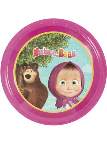 Smiffys Masha & the Bear Geschirr Party-Teller x8, 23cm von Smiffys