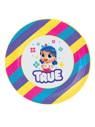 Smiffys True and the Rainbow Kingdom Partyteller, 8 Stück, offizielle Lizenz-Partyware mit auffälligem True Design für passende Party-Themen, perfekt für Mottopartys, Geburtstagsfeiern oder von Smiffys