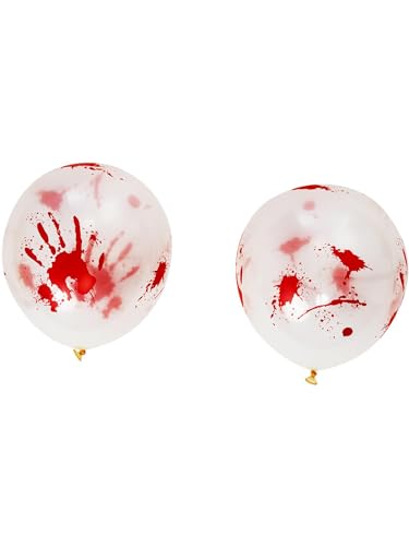 Smiffys Blutige Luftballons, 8 St, 30 cm, Transparent & Rot von Smiffys