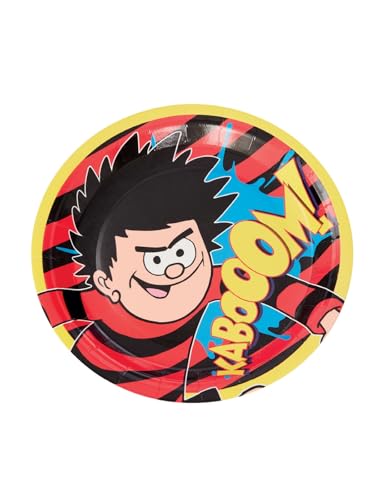 Smiffys Beano Tableware Partyteller für Kinder, 23 cm Durchmesser, mehrfarbig, offizielles Lizenzprodukt, mit explosivem, auffälligem Comicbuch-Design, perfekt für lebendige Geburtstagsfeiern, 8 Stück von Smiffys