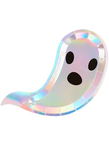 Smiffys Geister-Geschirr, Partyteller, plastikfrei, 14,5 x 19 cm, 300 g, Halloween-Kostüm-Zubehör, Geister-Verkleidung, Partyartikel, 8 Stück von Smiffys