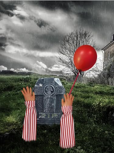 Smiffys Horror-Clown-Rasenrequisite, mit Grabstein 44 x 26 cm, Armstangen und Luftballons Smiffys Horror-Clown-Rasenrequisite, mit Grabstein 44 x 26 cm, Armstangen und Luftballons von Smiffys