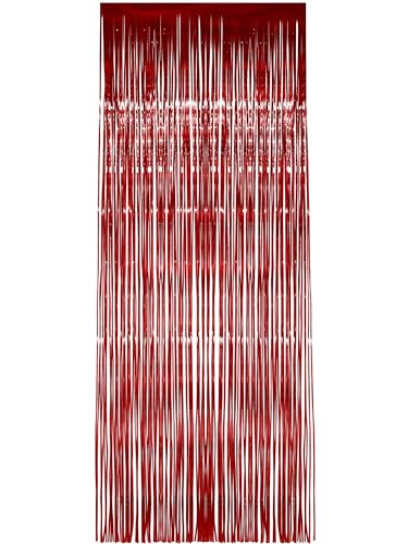 Smiffys Glitzervorhang, Rot, Metallic, 91cm x 244cm von Smiffys