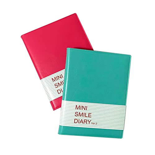 Tragbares Mini Smile Tagebuch Notizbuch mit Lederschale, 100 Blatt, kleine Notizblöcke, Reise-Notizblöcke, 10,5 x 8 cm, 5er Set, perfekt für die Verwendung und als Geschenk (2) von Smile Diary