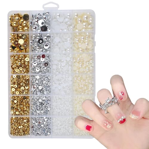 Perlen zum Basteln, halbrunde Perlen-Set, kleine Perlen, flache Rückseite, Anhänger für Zuhause, Salon, Handyhüllen, Dekoration, Sommerfrauen Perlen zum Basteln, halbrunde Perlen-Set, kleine Perlen, flache Rückseite, Anhänger für Zuhause, Salon, Handyhüllen, Dekoration, Sommerfrauen von Smileshiney