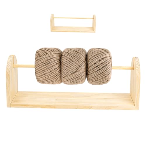 Smileshiney Horizontaler Garnspender, Horizontaler Garnknäuelhalter aus Holz, Häkelgarnhalter aus Holz mit einzelner drehbarer Garnaufbewahrung für Strick- und Häkelzubehör von Smileshiney