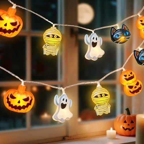 Smilfree Halloween Lichterkette Deko Outdoor: 3M 20 LED Orange Kürbis Lichterkette mit Batteriebetrieben - Herbst Halloween Kürbis Lichter für Außen Innen Party Garten Hochzeiten von Smilfree