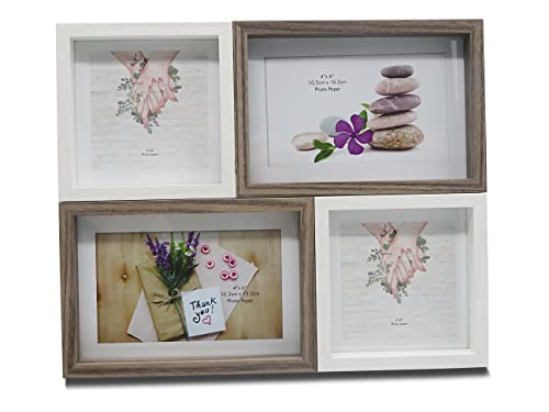 Smiling Art Bilderrahmen Fotorahmen Collage für 4 Fotos, Foto Collage aus MDF Holz mit Glas zum Aufstellen und Aufhängen Smiling Art Bilderrahmen Fotorahmen Collage für 4 Fotos, Foto Collage aus MDF Holz mit Glas zum Aufstellen und Aufhängen von Smiling Art