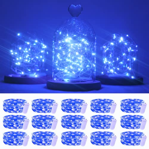 LED-Lichterkette, batteriebetrieben, für Hochzeit, Schlafzimmer, Festival, Dekoration, 15 Stück (blau) von SmilingTown