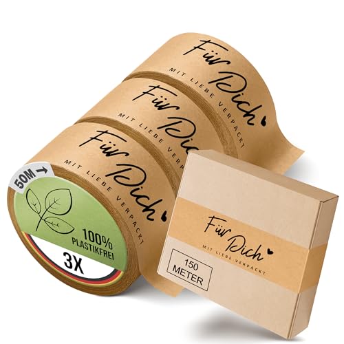 Nachhaltiges Paketklebeband mit Aufdruck, 50m x 50mm, Persönliches & geräuscharmes Klebeband, Umweltfreundliche Paketband mit Text, Verpackungsband für Unternehmen, "Für Dich" (3x (Spar-Paket)) von Smilivery