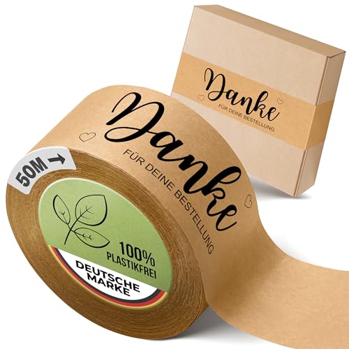 Paketband mit Text - 50m x 50mm Klebeband, Umweltfreundliches Verpackungsband für Unternehmen, Kundenbindungs-Klebeband, Bedrucktes Paketklebeband, Hohe Klebekraft (DANKE für deine Bestellung) von Smilivery