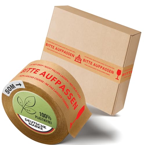 Smilivery Paketband mit Text - 50m x 50mm Klebeband, Umweltfreundliches Verpackungsband für Unternehmen, Kundenbindungs-Klebeband, Bedrucktes Paketklebeband, Hohe Klebekraft (Bitte aufpassen) von Smilivery