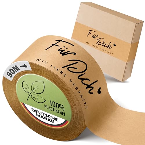 Smilivery Paketband mit Text - 50m x 50mm Klebeband, Umweltfreundliches Verpackungsband für Unternehmen, Kundenbindungs-Klebeband, Bedrucktes Paketklebeband, Hohe Klebekraft (Für Dich) von Smilivery