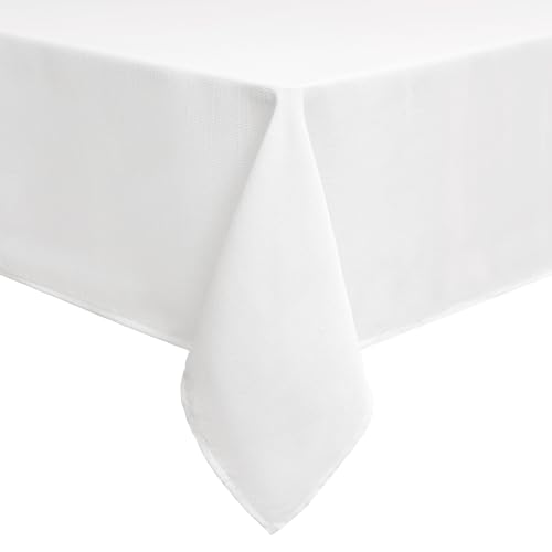 smiry Leinenoptik Tischdecke Abwaschbar Lotuseffekt Eckig 100 x 140 cm Tischtuch Leinendecke Wasserabweisend Tafeldecke Tischwäsche Fleckschutz, Weiß von smiry