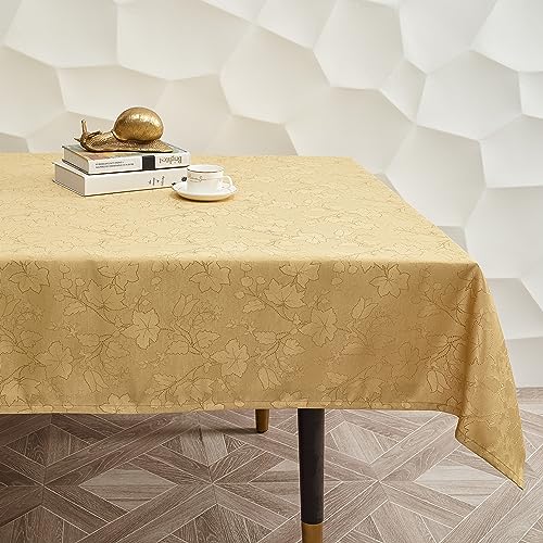 smiry Tischdecke Abwaschbar 140 x 180 cm Wasserabweisend Gartentischdecke Tischtuch Lotuseffekt Ornament Tafeldecke Fleckschutz Tischwäsche Schmutzabweisend Pflegeleicht, Gelb von smiry