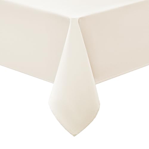 smiry Tischdecke Abwaschbar Rechteckig 130x160cm Tischtuch Polyester Wasserabweisend Lotuseffekt Tischwäsche Schmutzabweisend Abwischbare Tafeldecke für Party Küche, Beige von smiry