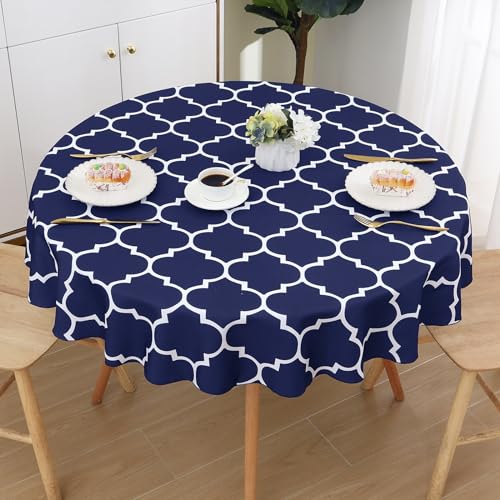 smiry Tischdecke Abwaschbar Rund 140cm Tischtuch Polyester Wasserabweisend Lotuseffekt Marokkanisch Tischwäsche Schmutzabweisend Abwischbare Tafeldecke für Outdoor Party Küche,Dunkelblau smiry Tischdecke Abwaschbar Rund 140cm Tischtuch Polyester Wasserabweisend Lotuseffekt Marokkanisch Tischwäsche Schmutzabweisend Abwischbare Tafeldecke für Outdoor Party Küche,Dunkelblau von smiry
