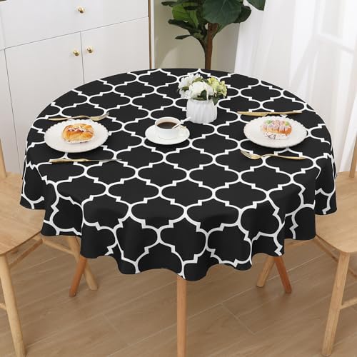 smiry Tischdecke Abwaschbar Rund 140cm Tischtuch Polyester Wasserabweisend Lotuseffekt Marokkanisch Tischwäsche Schmutzabweisend Abwischbare Tafeldecke für Outdoor Party Küche,Schwarz smiry Tischdecke Abwaschbar Rund 140cm Tischtuch Polyester Wasserabweisend Lotuseffekt Marokkanisch Tischwäsche Schmutzabweisend Abwischbare Tafeldecke für Outdoor Party Küche,Schwarz von smiry
