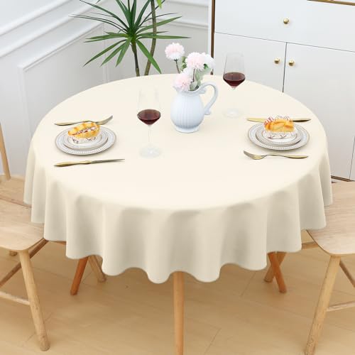 smiry Tischdecke Abwaschbar Rund140cm Tischtuch Polyester Wasserabweisend Lotuseffekt Tischwäsche Schmutzabweisend Abwischbare Tafeldecke für Party Küche, Beige smiry Tischdecke Abwaschbar Rund140cm Tischtuch Polyester Wasserabweisend Lotuseffekt Tischwäsche Schmutzabweisend Abwischbare Tafeldecke für Party Küche, Beige von smiry
