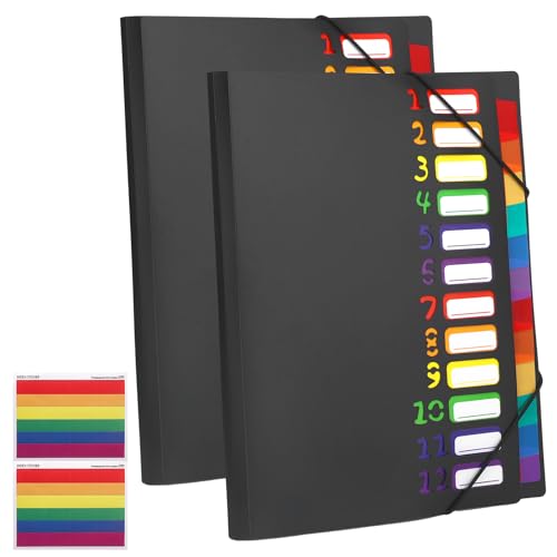 Dokumentenmappe A4, 2 Stück Mappe mit 12 Fächern Tragbar Mappen Ordnersystem PP Aktenmappe A4 Wasserdicht Fächermappe mit Gummizug Bürobedarf für Schule Büro Dokumentenmappe A4, 2 Stück Mappe mit 12 Fächern Tragbar Mappen Ordnersystem PP Aktenmappe A4 Wasserdicht Fächermappe mit Gummizug Bürobedarf für Schule Büro von Smivyhp