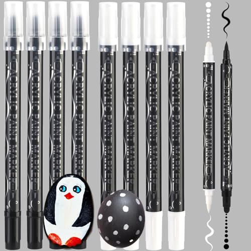 Smivyhp 10 Stück Dual Tip Acrylstifte, Weiß Schwarz Acrylstifte für Steine, Wasserfest Acrylmarker Stifte Permanent Marker für Holz, Glas, Keramik, Papier, Leinwand, Kunst und Handwerksprojekte Smivyhp 10 Stück Dual Tip Acrylstifte, Weiß Schwarz Acrylstifte für Steine, Wasserfest Acrylmarker Stifte Permanent Marker für Holz, Glas, Keramik, Papier, Leinwand, Kunst und Handwerksprojekte von Smivyhp