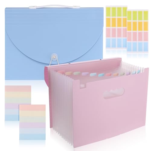 Smivyhp 2 Stück Dokumentenmappe A4 13 Fächer Fächermappe Sortiermappe Bunte Datei Ordner Organizer Akkordeon Aktenmappe Ordnungsmappe für Zuhause oder Büro Dokumente von Smivyhp