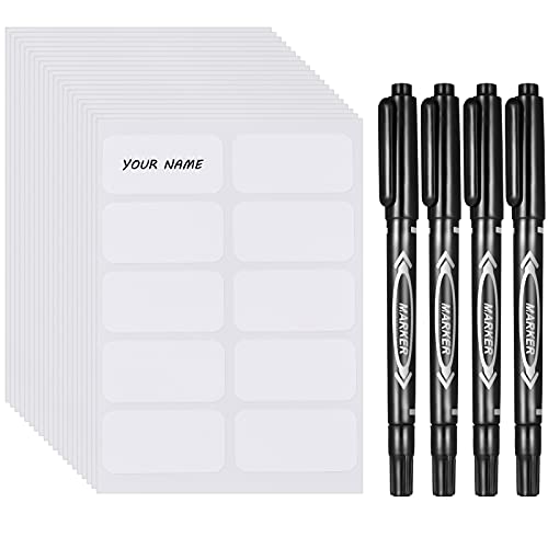 Smivyhp 200 Stück Kleidungs Etiketten Namensaufkleber für Kinder mit 4 Stück Stift, 30 x 15 mm Wasserdicht Namensetiketten Namensschilder Selbstklebend Klebeetiketten für Kleidung Schuluniform von Smivyhp