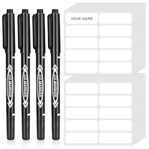 Smivyhp 200 Stück Kleidungs Etiketten Namensaufkleber für Kinder mit 4 Stück Stift, Wasserdicht Namensetiketten Namensschilder Selbstklebend Klebeetiketten 45 x 15 mm für Kleidung Schuluniform von Smivyhp