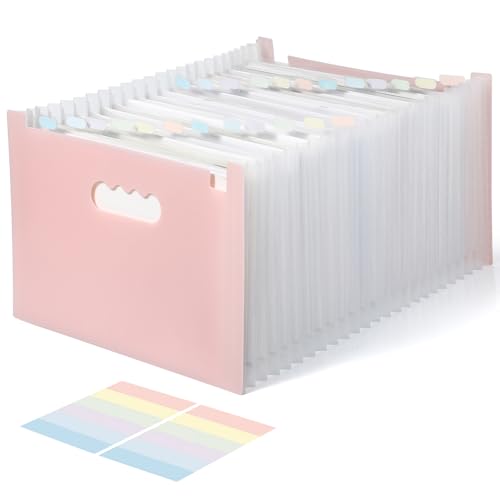 Smivyhp Dokumentenmappe A4 25 Fächer, Mappen Ordnersystem Mit 25 Fächern, Fächermappe Mit Etiketten, Akkordeon Aktenmappe Für Büro Hause Schule, Rosa, mit Indexaufkleber Smivyhp Dokumentenmappe A4 25 Fächer, Mappen Ordnersystem Mit 25 Fächern, Fächermappe Mit Etiketten, Akkordeon Aktenmappe Für Büro Hause Schule, Rosa, mit Indexaufkleber von Smivyhp