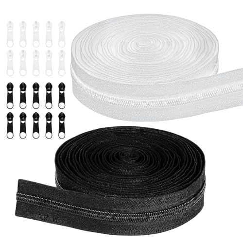 SMLOPLOM 2 Stück Reißverschluss, 10m Nylon Zipper, für Bettwäschefür Bettwäsche und DIY Nähen, Schwarz und Weiß SMLOPLOM 2 Stück Reißverschluss, 10m Nylon Zipper, für Bettwäschefür Bettwäsche und DIY Nähen, Schwarz und Weiß von Smloplom