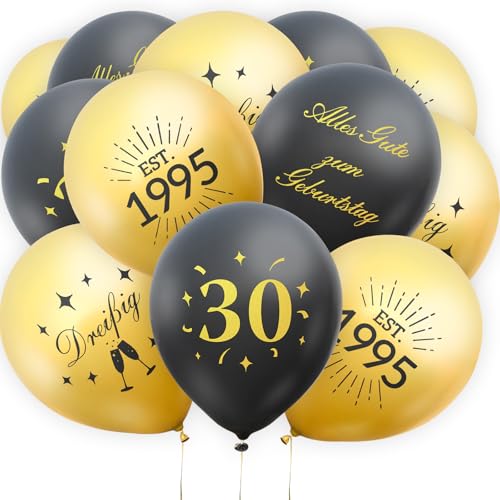 36 Stück Deko zum 18. Geburtstag, Happy Birthday Luftballon zum 18. Geburtstag für Männer und Frauen, Schwarzgold, Avocadogrüngold, Milchweißgold (schwarzes Gold, 30) von Smlper