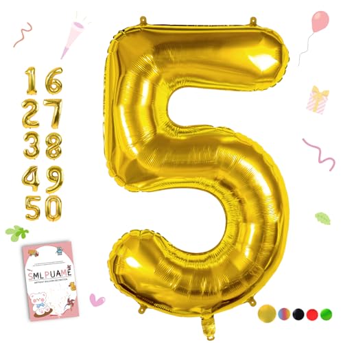 Smlpuame 102cm Folienballon Zahlen Luftballon 0-9 Geburtstag Golden Große 5 Ballons für Geburtstagsfeier Feierdekorationen, Heliumfolien Zahlenballons für Hochzeitstag Smlpuame 102cm Folienballon Zahlen Luftballon 0-9 Geburtstag Golden Große 5 Ballons für Geburtstagsfeier Feierdekorationen, Heliumfolien Zahlenballons für Hochzeitstag von Smlpuame
