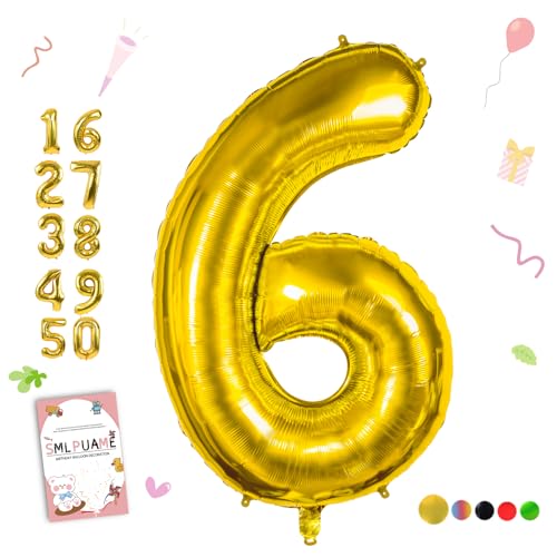 Smlpuame 102cm Folienballon Zahlen Luftballon 0-9 Geburtstag Golden Große 6 Ballons für Geburtstagsfeier Feierdekorationen, Heliumfolien Zahlenballons für Hochzeitstag Smlpuame 102cm Folienballon Zahlen Luftballon 0-9 Geburtstag Golden Große 6 Ballons für Geburtstagsfeier Feierdekorationen, Heliumfolien Zahlenballons für Hochzeitstag von Smlpuame