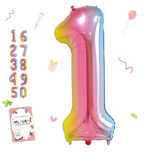 Smlpuame 102cm Folienballon Zahlen Luftballon 0-9 Geburtstag Regenbogen Farbverlauf, Große 1 Ballons für Geburtstagsfeier Feierdekorationen, Heliumfolien Zahlenballons für Hochzeitstag Smlpuame 102cm Folienballon Zahlen Luftballon 0-9 Geburtstag Regenbogen Farbverlauf, Große 1 Ballons für Geburtstagsfeier Feierdekorationen, Heliumfolien Zahlenballons für Hochzeitstag von Smlpuame