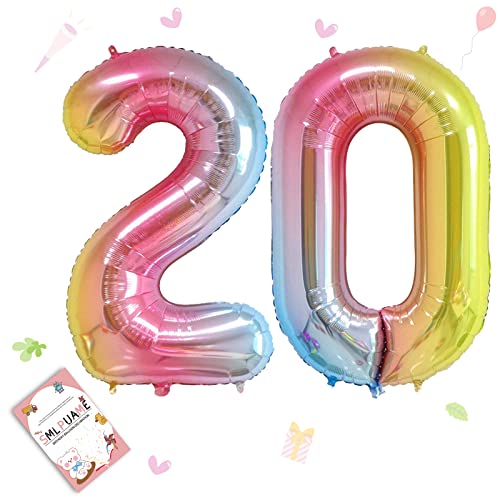 Smlpuame 102cm Folienballon Zahlen Luftballon 0-9 Geburtstag Regenbogen Farbverlauf, Große 20 Ballons für Geburtstagsfeier Feierdekorationen, Heliumfolien Zahlenballons für Hochzeitstag Smlpuame 102cm Folienballon Zahlen Luftballon 0-9 Geburtstag Regenbogen Farbverlauf, Große 20 Ballons für Geburtstagsfeier Feierdekorationen, Heliumfolien Zahlenballons für Hochzeitstag von Smlpuame