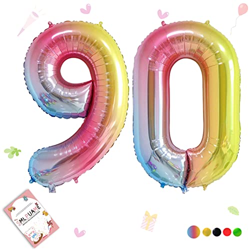 Smlpuame 102cm Folienballon Zahlen Luftballon 0-9 Geburtstag Regenbogen Farbverlauf, Große 90 Ballons für Geburtstagsfeier Feierdekorationen, Heliumfolien Zahlenballons für Hochzeitstag Smlpuame 102cm Folienballon Zahlen Luftballon 0-9 Geburtstag Regenbogen Farbverlauf, Große 90 Ballons für Geburtstagsfeier Feierdekorationen, Heliumfolien Zahlenballons für Hochzeitstag von Smlpuame