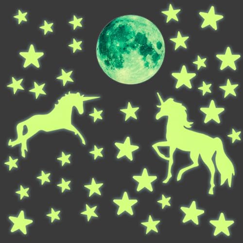 Leuchtsterne Kinderzimmer Wandtattoo, Selbstklebende Leuchtaufkleber Sterne und Einhorn Deko für Mädchenzimmer und Babyzimmer, Geschenk für Kinder Leuchtsterne Kinderzimmer Wandtattoo, Selbstklebende Leuchtaufkleber Sterne und Einhorn Deko für Mädchenzimmer und Babyzimmer, Geschenk für Kinder von Smomend