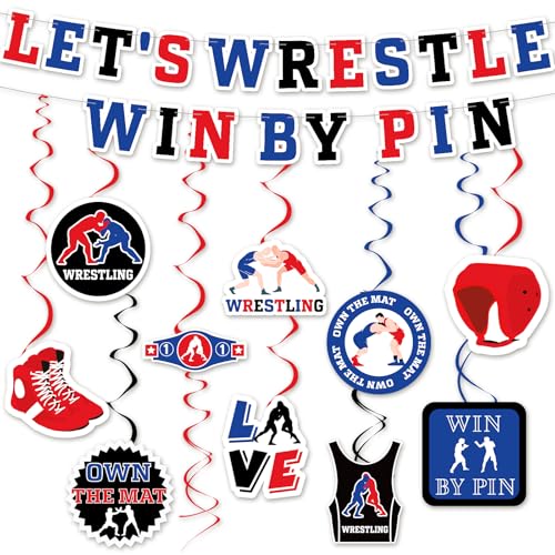 SmoothNovelty 32-teiliges Wrestling-Partyzubehör, Wrestling-Geburtstagsdekoration, inklusive 2 Wrestling-Themen-Girlanden und 30 Wrestling-Hängewirbel für Partygeschenke, SmoothNovelty 32-teiliges Wrestling-Partyzubehör, Wrestling-Geburtstagsdekoration, inklusive 2 Wrestling-Themen-Girlanden und 30 Wrestling-Hängewirbel für Partygeschenke, von SmoothNovelty