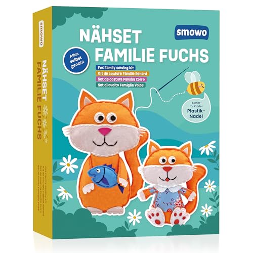 Smowo® Filz Nähset für Kinder - Stofftiere selber nähen - Bastelset inklusive Nähanleitung & Video - Für Mädchen und Jungen von Smowo