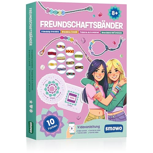 Smowo® Freundschaftsarmbänder Bastelset zum selber knüpfen – Freundschaftsbänder basteln für Mädchen - inklusive Armband Anleitung und Video-Anleitung von Smowo