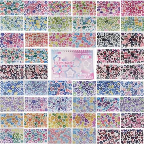 2500 niedliche Kpop-Scrapbook-Aufkleber für Fotokarten, Schmetterlingssterne, Herz-Aufkleber, koreanische Fotokarten, selbstklebende Schleifen, Bänder, Aufkleber für Kinder, Mädchen, Jungen, von Snailmon