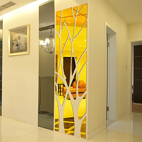 Abnehmbare Moderner Spiegel-Stil, entfernbarer Aufkleber, Kunstwand, Wandaufkleber, Zuhause, Raum, DIY-Dekor Mädchen Wandsticker Kinder Feder Aufkleber Teenager (Gold, One Size) von Snakell