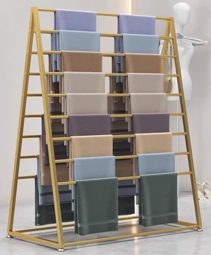 Abnehmbarer Schalständer aus Metall, freistehendes Aufbewahrungsregal für Stoffhosen im Bekleidungsgeschäft, Geschenkpapier-Organizer-Halter für Geschenkartikel, 1,Gold-80X40X145CM_Double Side Abnehmbarer Schalständer aus Metall, freistehendes Aufbewahrungsregal für Stoffhosen im Bekleidungsgeschäft, Geschenkpapier-Organizer-Halter für Geschenkartikel, 1,Gold-80X40X145CM_Double Side von SnamicE