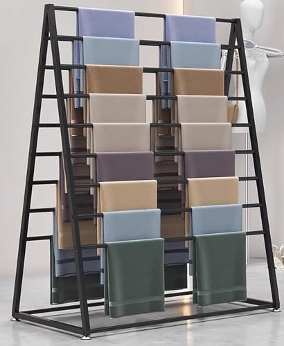 Abnehmbarer Schalständer aus Metall, freistehendes Aufbewahrungsregal für Stoffhosen im Bekleidungsgeschäft, Geschenkpapier-Organizer-Halter für Geschenkartikelläd,Black-60X40X145CM_Double Side Abnehmbarer Schalständer aus Metall, freistehendes Aufbewahrungsregal für Stoffhosen im Bekleidungsgeschäft, Geschenkpapier-Organizer-Halter für Geschenkartikelläd,Black-60X40X145CM_Double Side von SnamicE