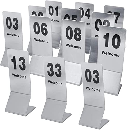Edelstahl-Tischschilder, Tischnummern-Zyklus verwendet – für Restaurants und Cafés, stapelbare Tischnummernkarten, digitales Schild, Sitzkartennummer 1-25/1-50 // 15,5 x 6 c,1-50 von SnamicE