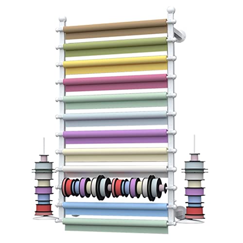 SnamicE Bandhalter zur Wandmontage, extra großer Geschenkpapier-Organizer aus Metall, Schal-Aufbewahrungsregal zum Aufhängen mit Halterung, Weiß, 100 x 20 x 120 cm,White-100x20x120cm von SnamicE
