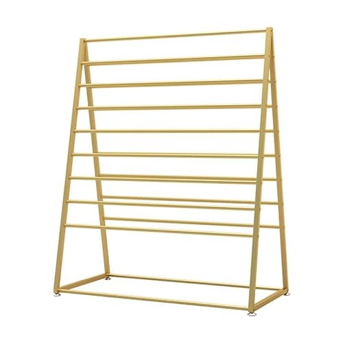 SnamicE Bodenstehender Schal-Präsentationsständer, Organizer-Rack aus Metall mit Bandhalter, doppelseitiges Regal für Handtuch- und Geschenkpapier für den gewerbli,Gold-80x50x146cm von SnamicE